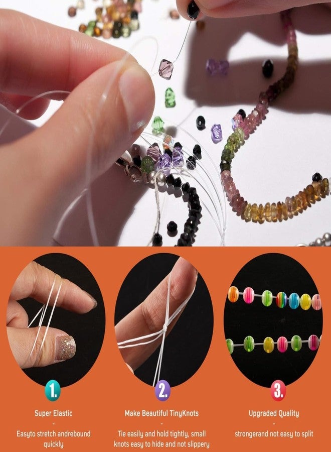 Eksha Clear Elastic Cord for Jewelry Making 0.8mm - Stretchy Nylon Beading Thread for Bracelets, Necklaces, Seed Beads, DIY Crafts | Crystal Stretch String On Spool (Pack of 4) - Image 4